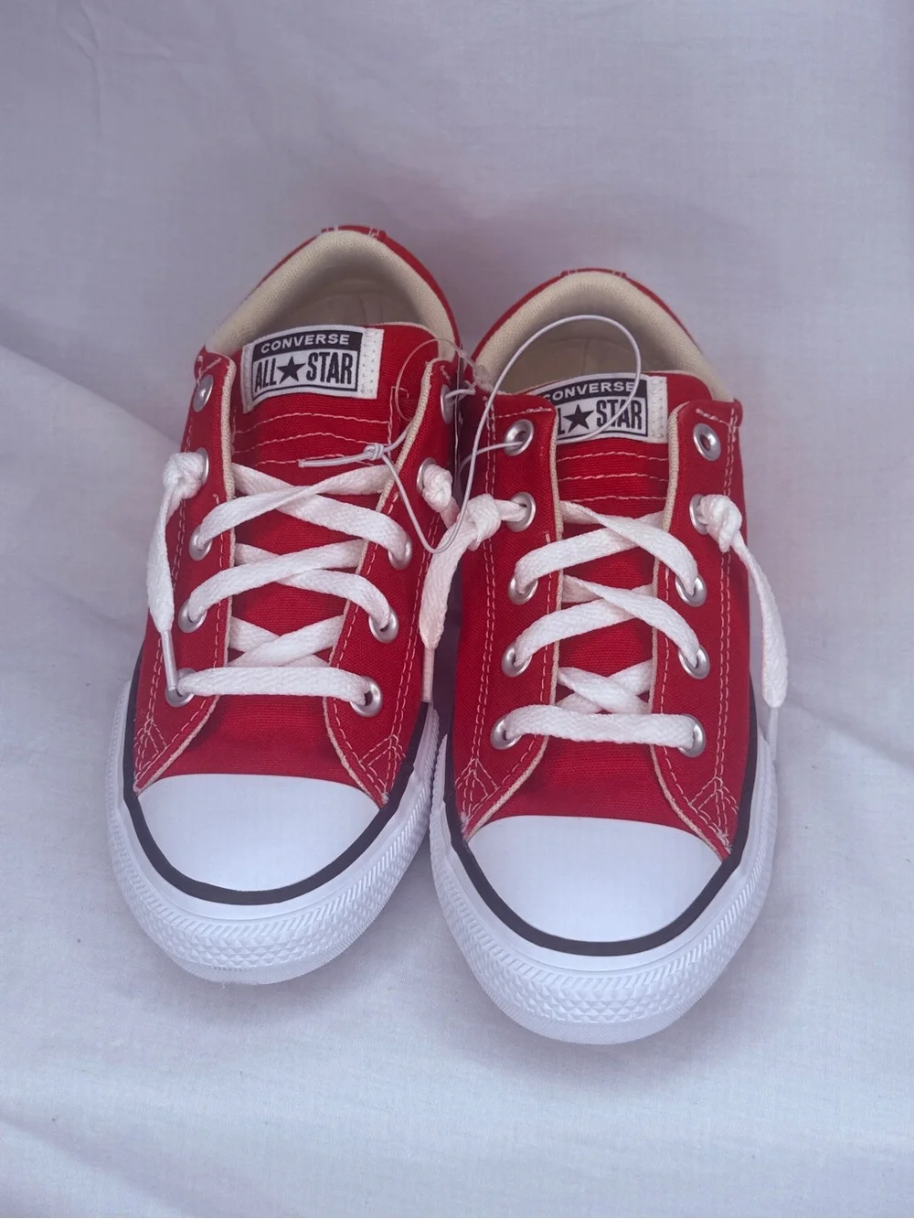 Converse Red Low Top Canvas Sneakers with White Soles